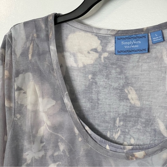 Simply Vera Watercolor Shirt Size Large Sheer Overlay Attached Tank Top Lavender - Picture 2 of 11